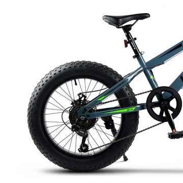 Velors Kinderfahrrad 20 Zoll Fat Tire 4.0 MTB Kinderfahrrad für Herren Damen und Jungen, 7 Gang Shimano, Kettenschaltung, (Jungen Mädchen Fatbike, mechanische Scheibenbremse), Fat Bike Mountainbike