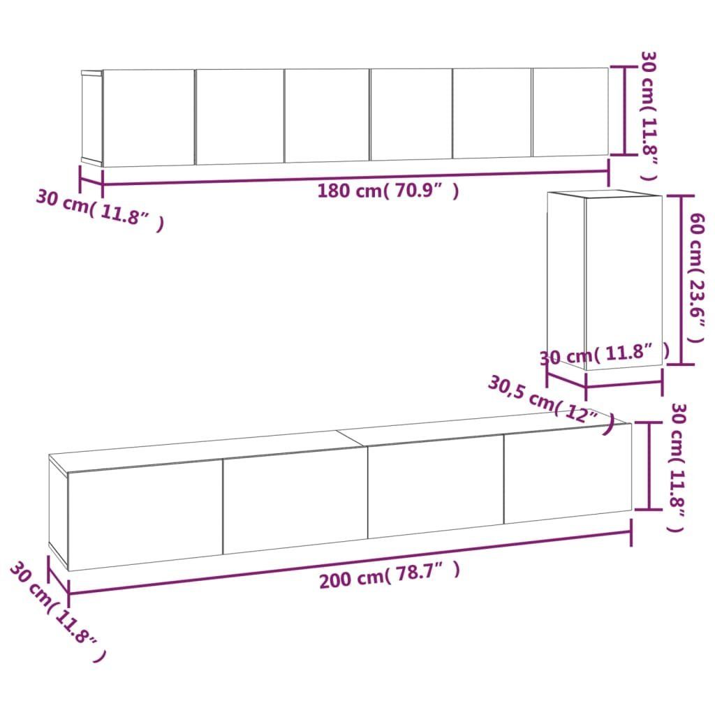 TV-Schrank furnicato Sonoma-Eiche 6-tlg. Holzwerkstoff TV-Schrank-Set