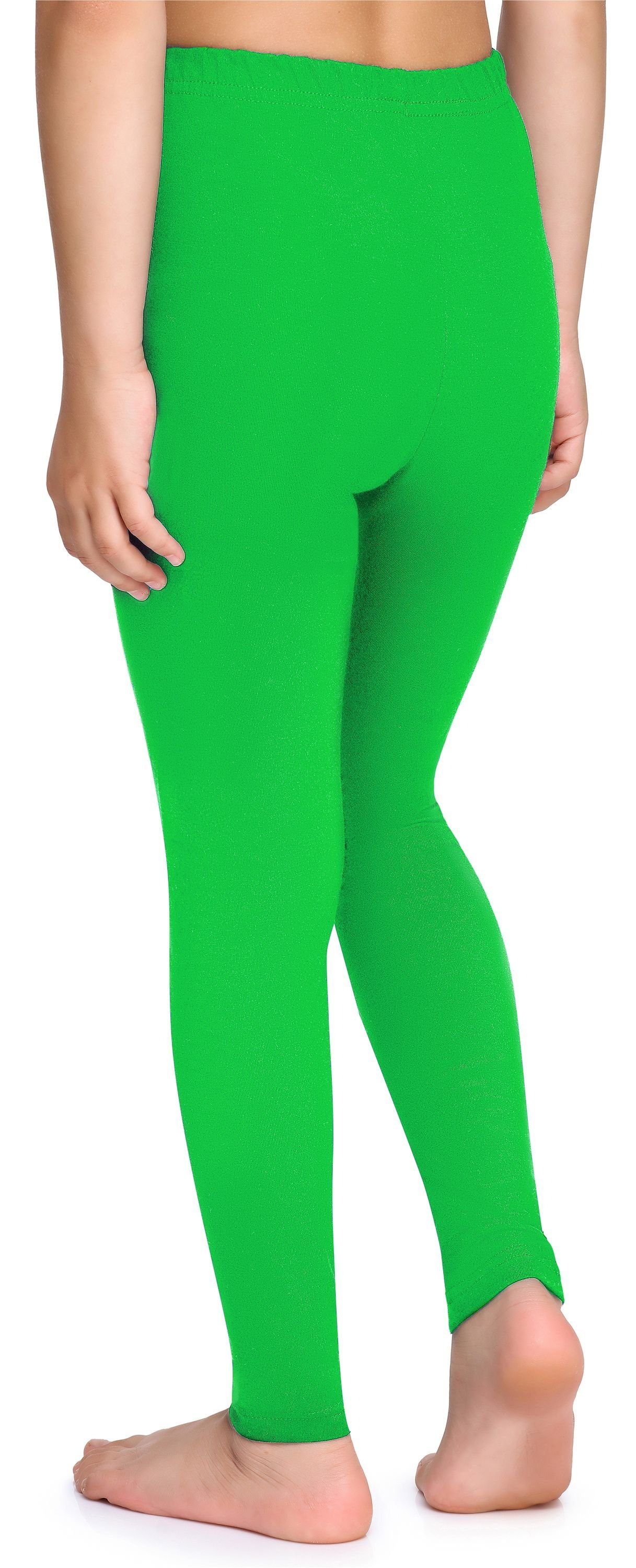 Merry Style Lange (1-tlg) Bund Baumwolle MS10-225 elastischer Grün aus Leggings Mädchen Leggings