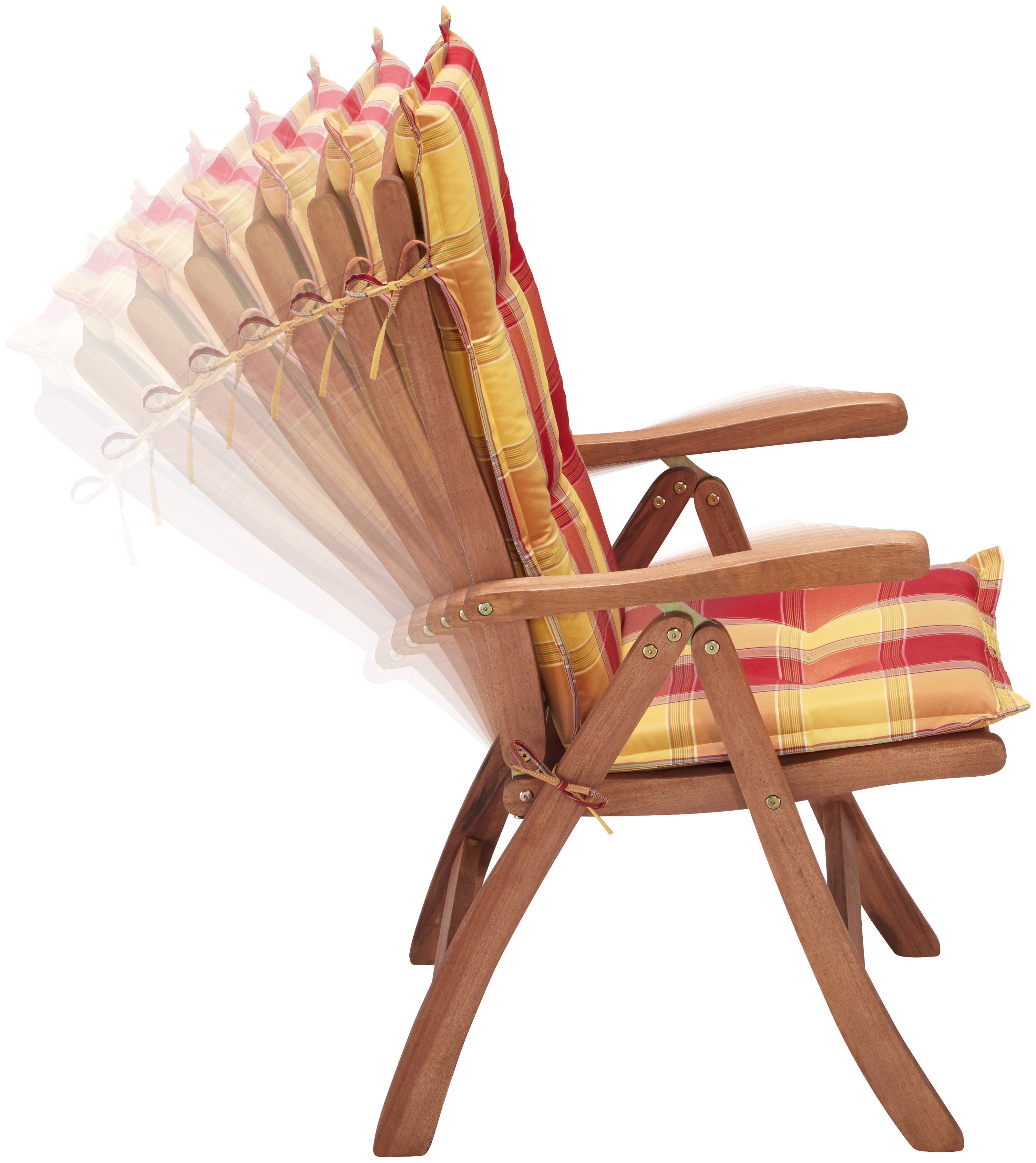 MERXX Gartensessel Maracaibo (1-St), Eukalypthusholz, verstellbar, inkl. Auflage