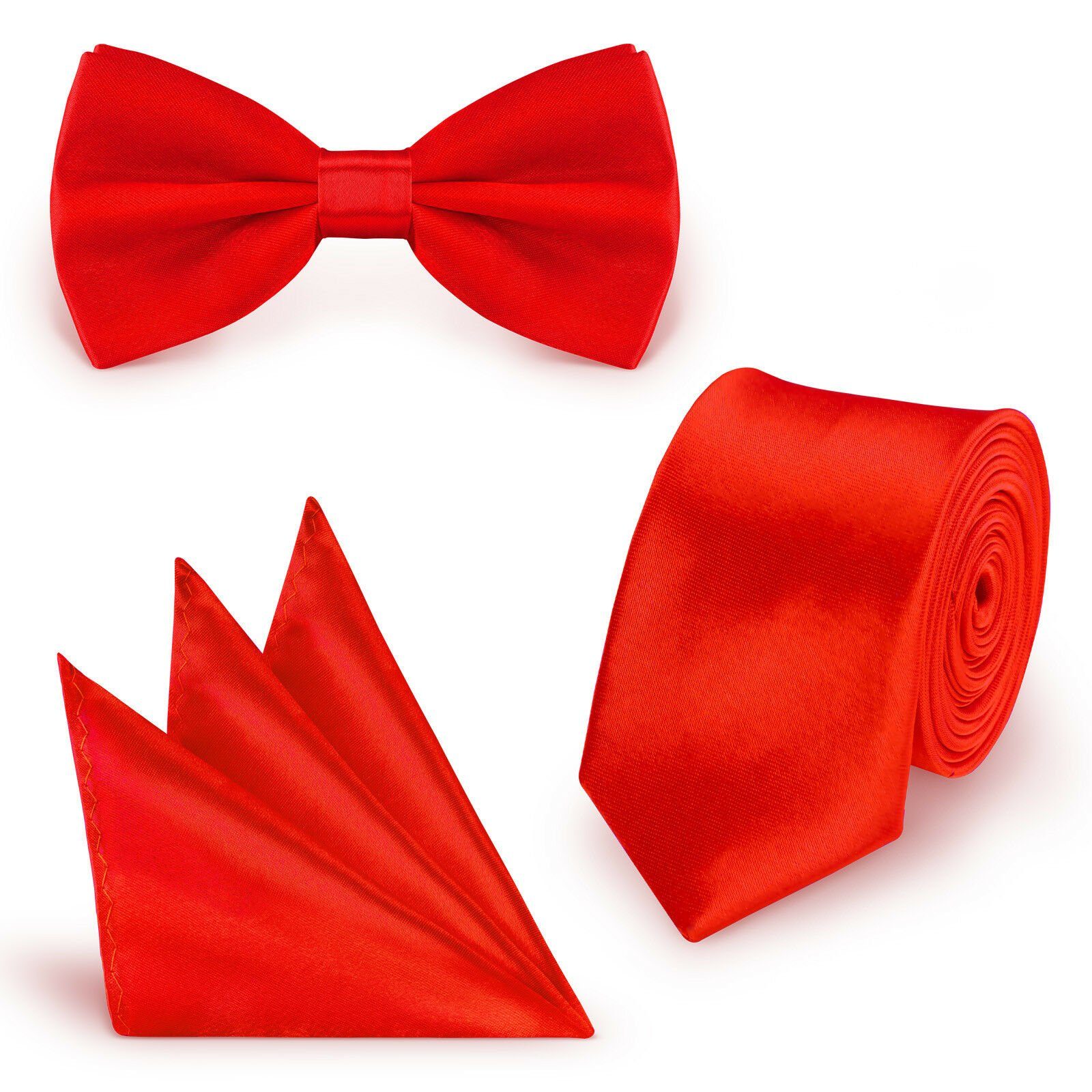 StickandShine Krawatte Krawatte Fliege Einstecktuch SET 3 Teilig Uni Polyester 5 cm Breite (Krawatte Fliege und Einstecktuch, Spar-SET, 3 Teilig) SET Uni