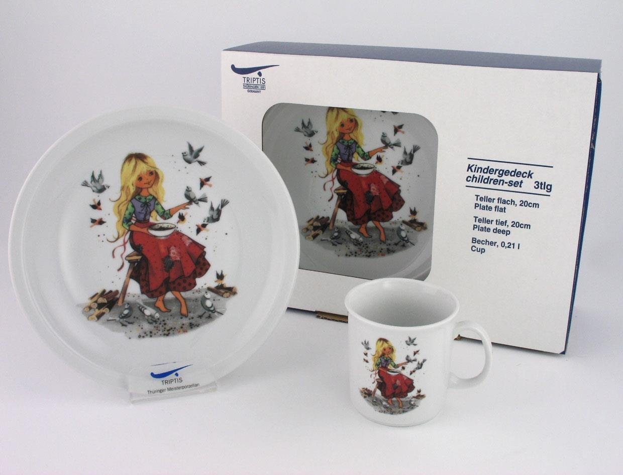 TRIPTIS® Thüringer Meisterporzellan Детская посуда-Set Triptis Aschenputtel Kinderset 3tlg., 1 Personen, Porzellan