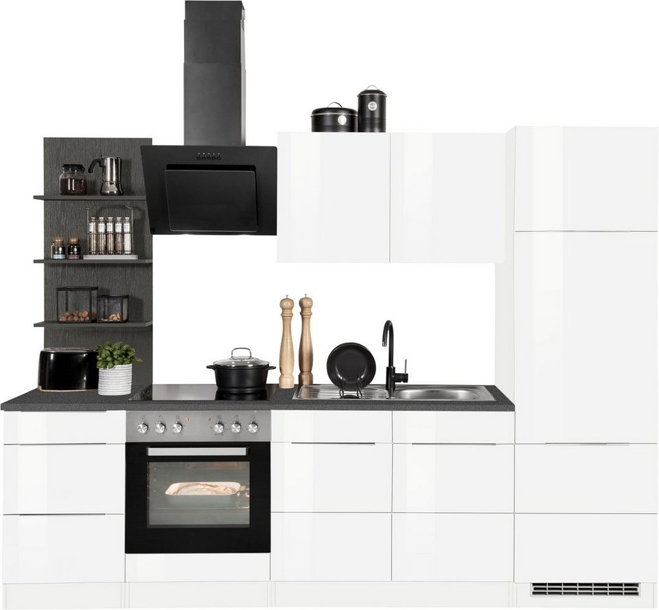 HELD MÖBEL Küchenzeile Brindisi, ohne Geräte, Breite 270 cm, hochglänzende  MDF-Fronten
