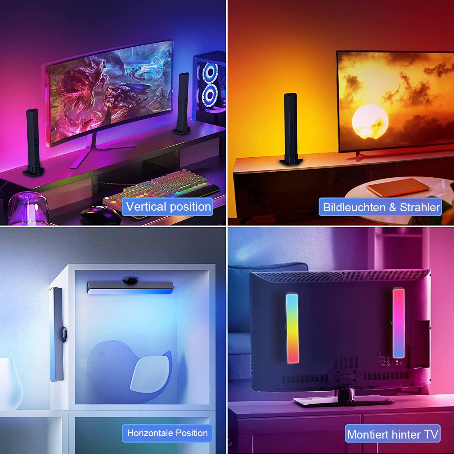 Haiaveng LED Stripe Smart LED TV, TV LED für Gaming, Lamp RGB Backlight Works, Bar Lamp Gaming Smart Raumdekoration Light PC, Filme