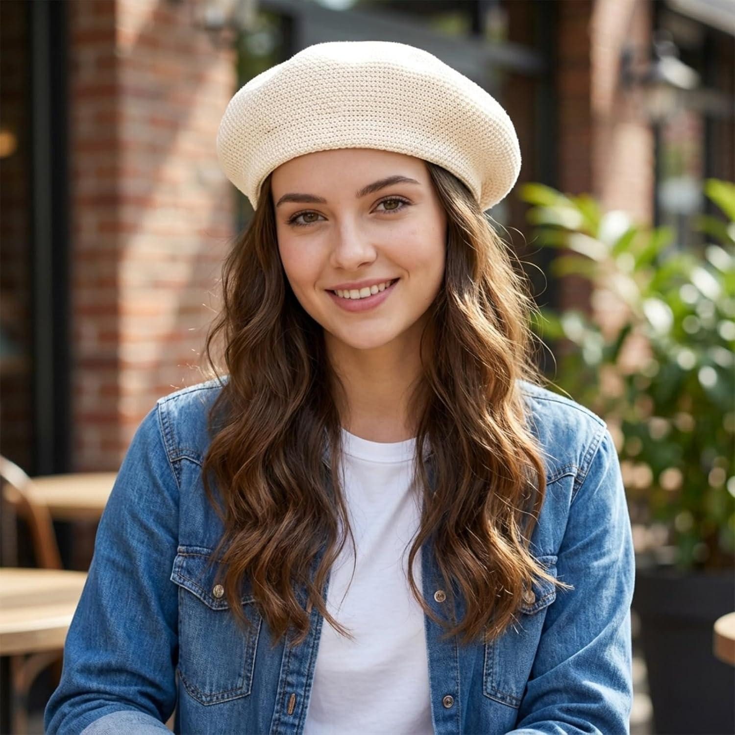LuxusKollektion Baskenmütze Baskenmütze Damen Sommer Barett Beret Cap Hut Einheitsgröße-M Weiß