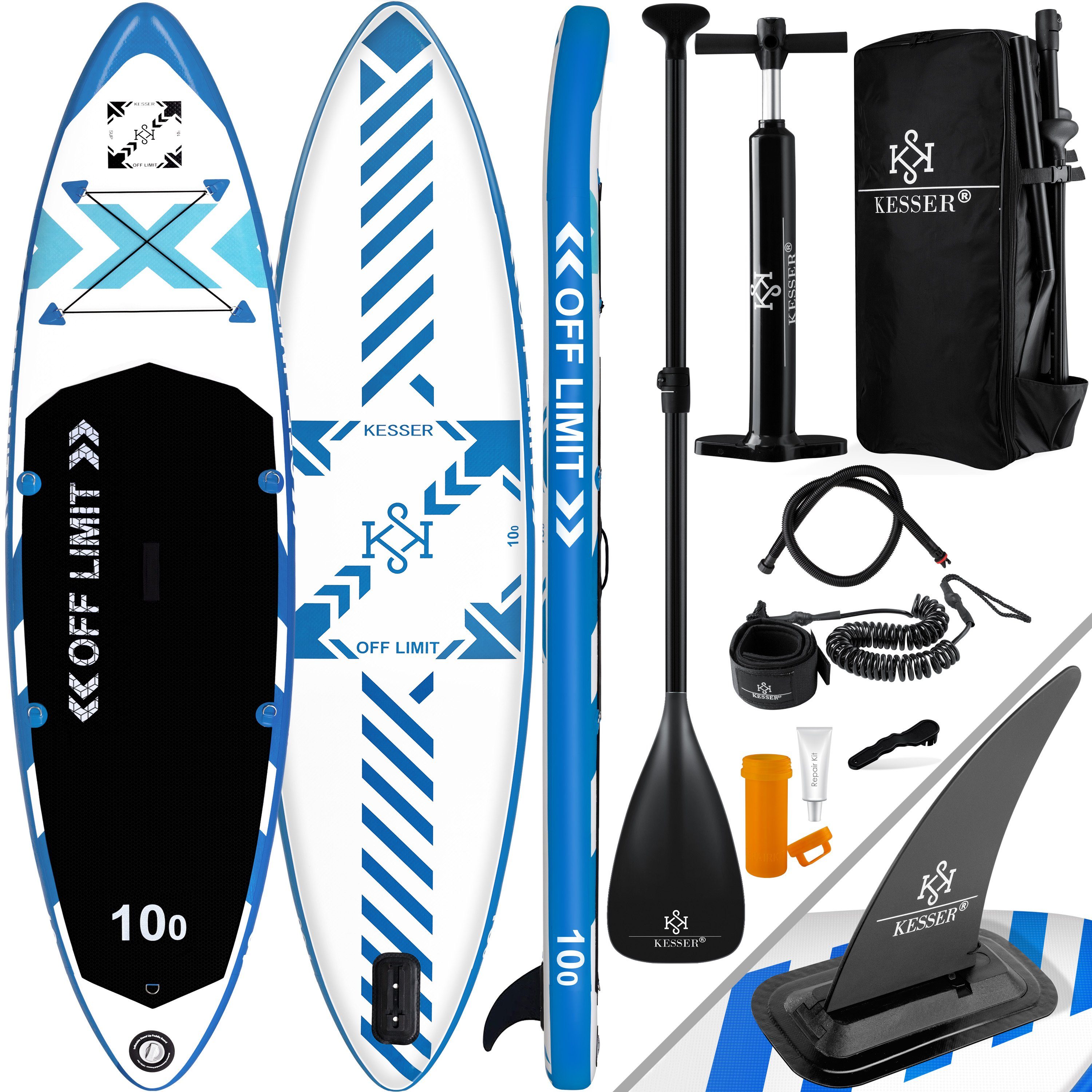 KESSER SUP-Board, Aufblasbares SUP Board Set Stand Up Paddle Board Premium weiß / blau