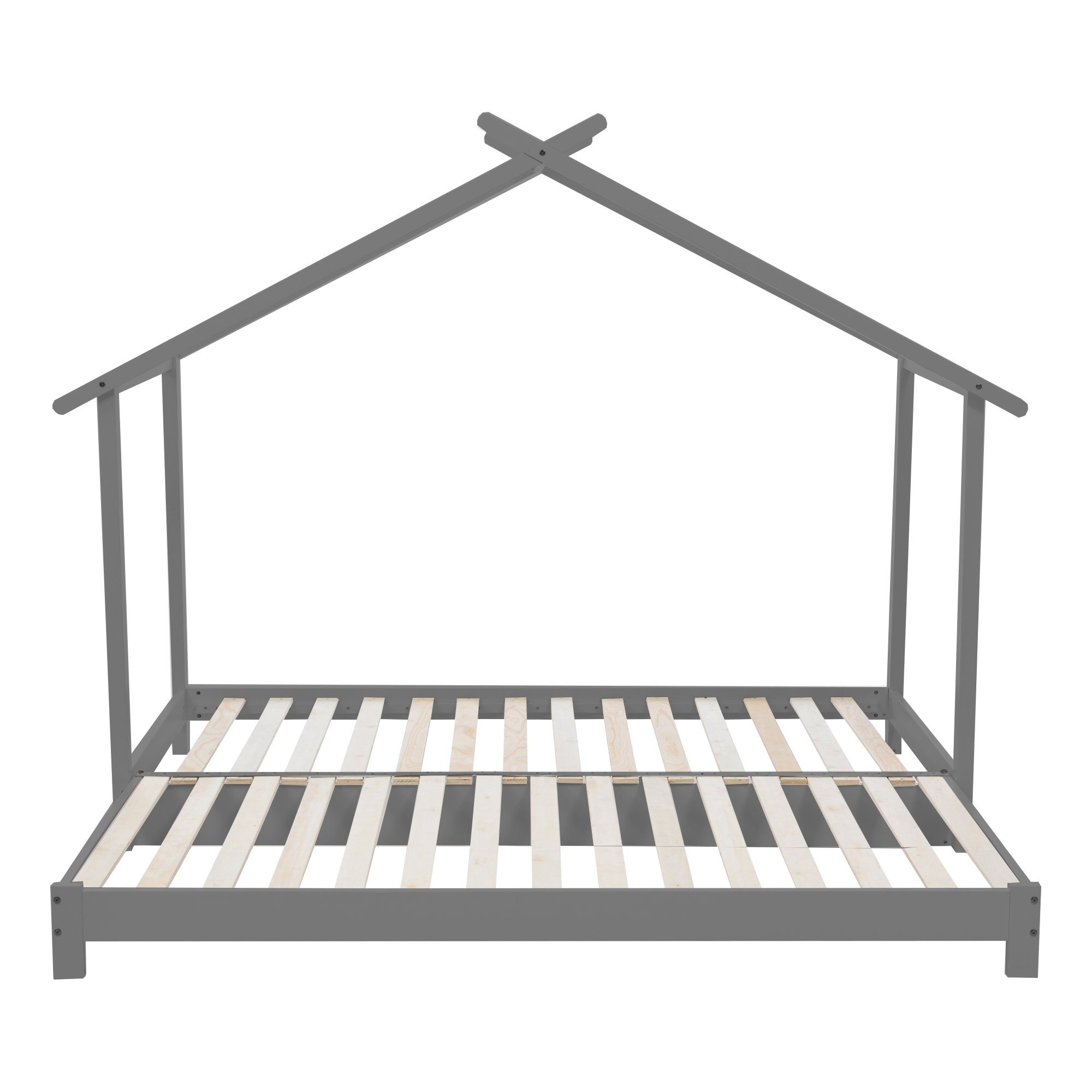 Hausbett Kinderbett umbaubar Bett 190cm ohne weiß, x 90 Einzelbett WISHDOR grau Kinderbett /180 Lattenrost Bett Matratze (mit Bodenbett),