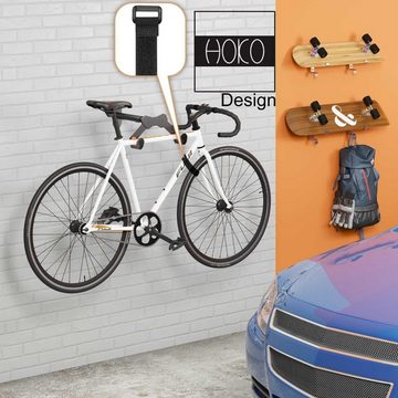 HOKO Fahrradwandhalterung Rahmenhalter mit Silikon-Schutz (Für alle gängigen Fahrräder und Hybrid-, MTB- und BMX-Fahrräder. Kratzfeste Beschichtung. Belastbar bis 25 kg., 1-tlg)