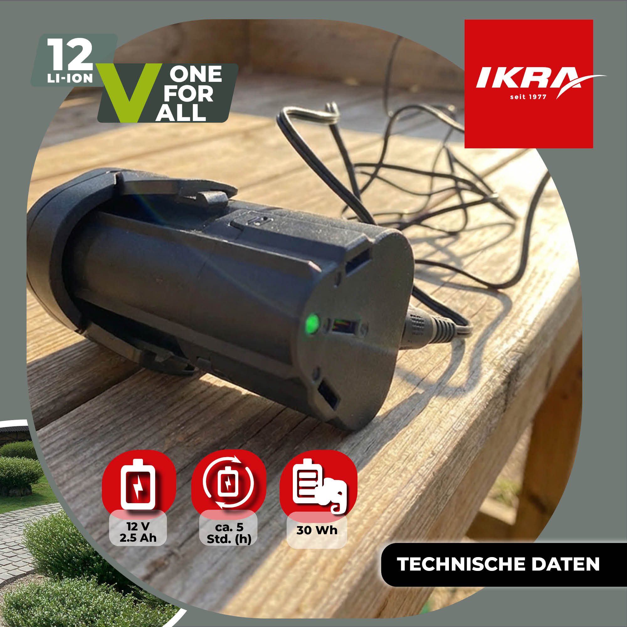 ikra GmbH Akku 12 V Typ LI 27 Akku 2500 mAh, Universell kompatibel mit der gesamten IKRA-12V-Gerätefamilie