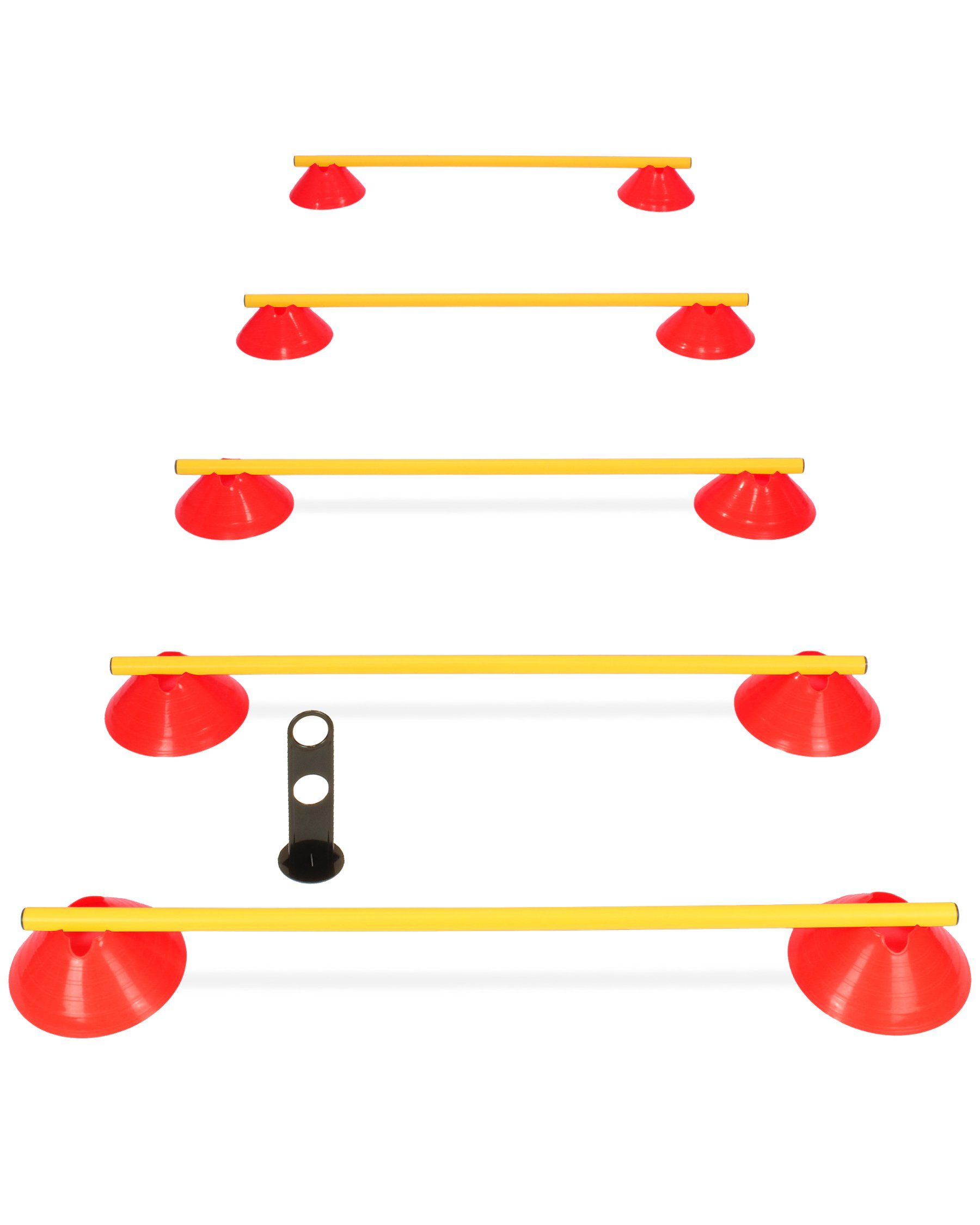 Agility-Hürde Cavaletti Mini-Hürden 5er Set mit Roten Markiermulden Stange 100 cm Fa