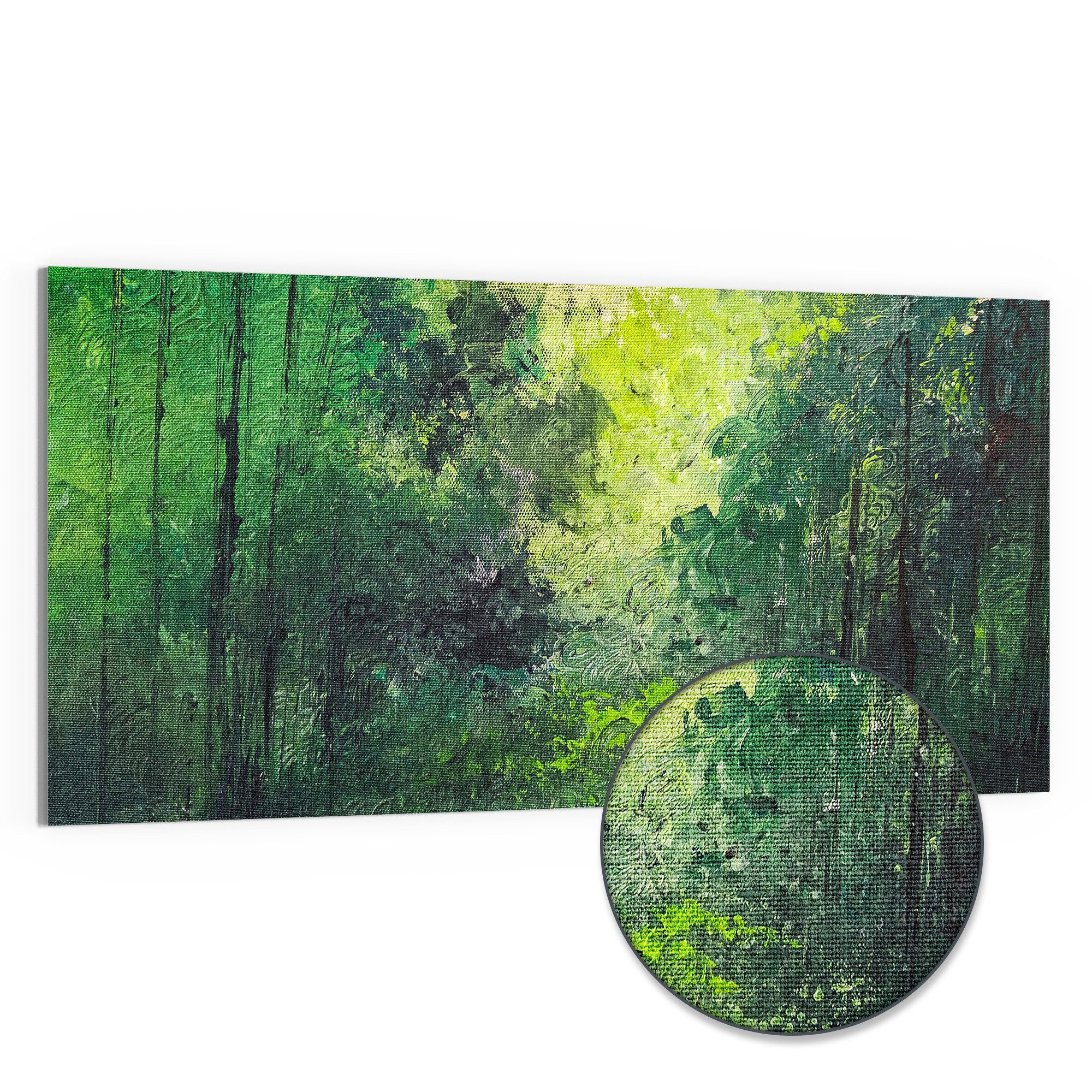 DEQORI Leinwandbild 'Grüner Zauber', 'Grüner Zauber', Hybrid Leinwand Bild Wandbild flach modern