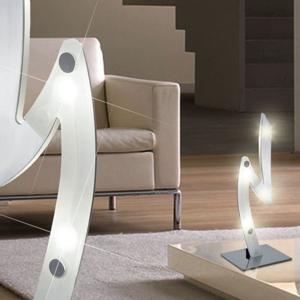 bmf-versand Tischleuchte ESTO LED Tischleuchte Tischlampe silber Wohnzimmer modern Dekoleuchte