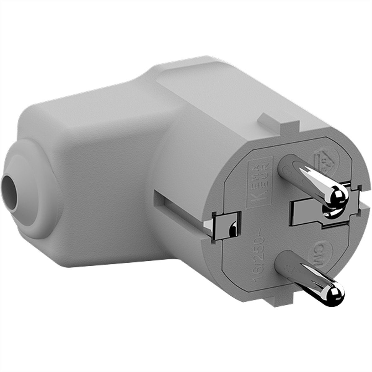 Montage-Winkelstecker grau Stromadapter