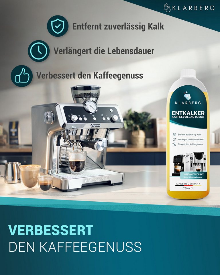 Thumbnail - Klarberg Universal Entkalker für Kaffeevollautomaten – DeLonghi, Philips & Co. Entkalker (Spar-Set, [- Universal, gründl...