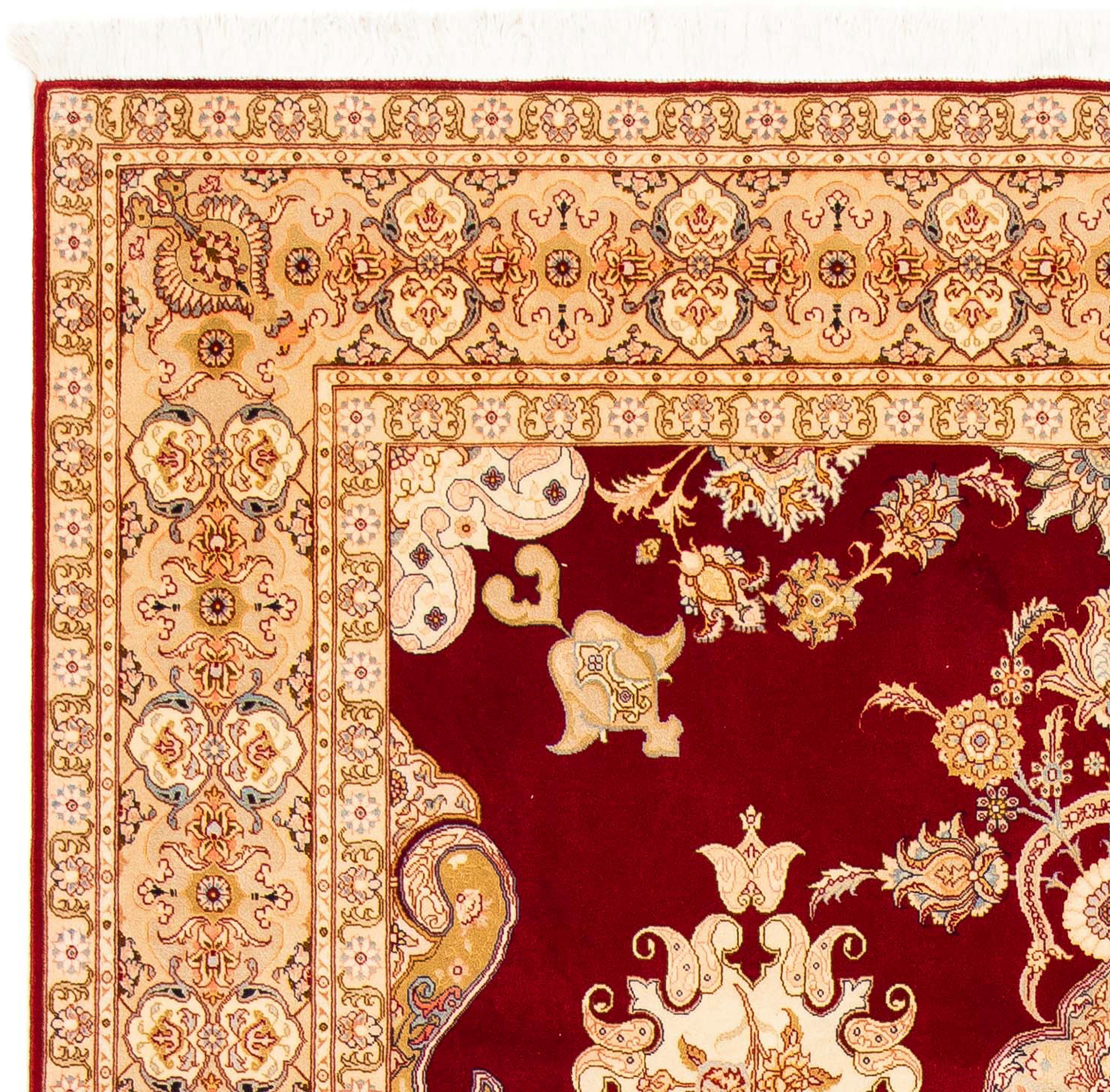 Zertifikat dunkelrot, rechteckig, Perser Orientteppich Täbriz Royal - - Wohnzimmer, 312 cm 200 - morgenland, x mit Handgeknüpft, - mm, Einzelstück Höhe: 7