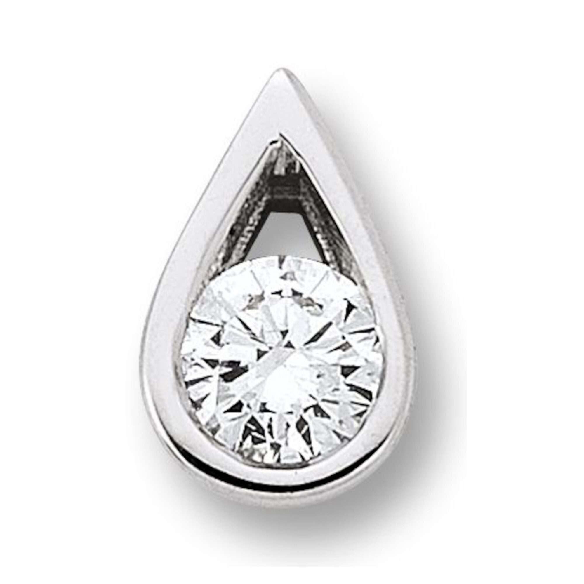 Kettenanhänger 0.1 ct Diamant Brillant Tropfen Anhänger aus 585 Weißgold
