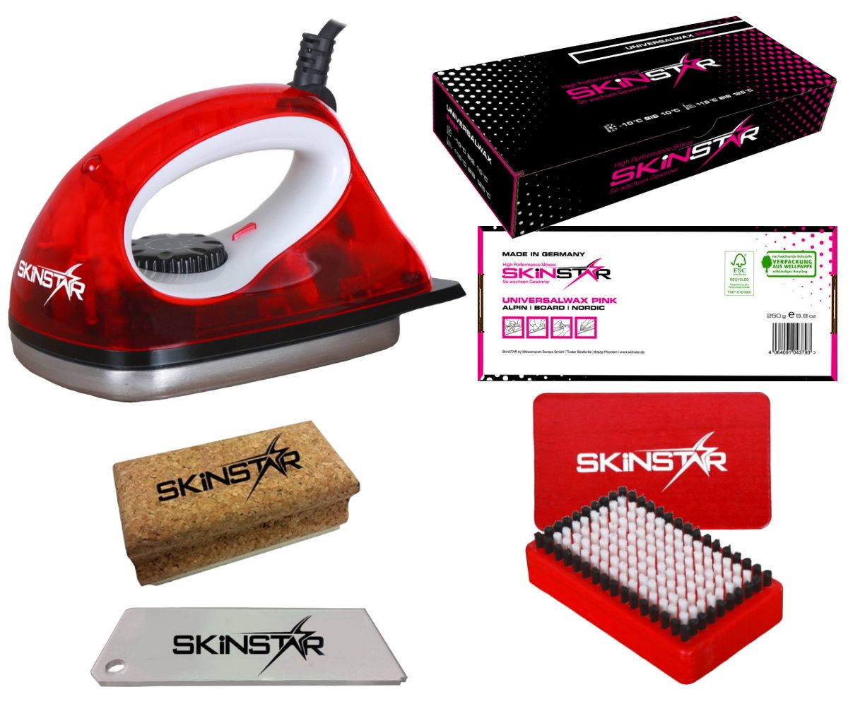 SkinStar Ski SKINSTAR Starter Ski Wachs Set, Wachsbügeleisen Bürste Wachs 5-teilig