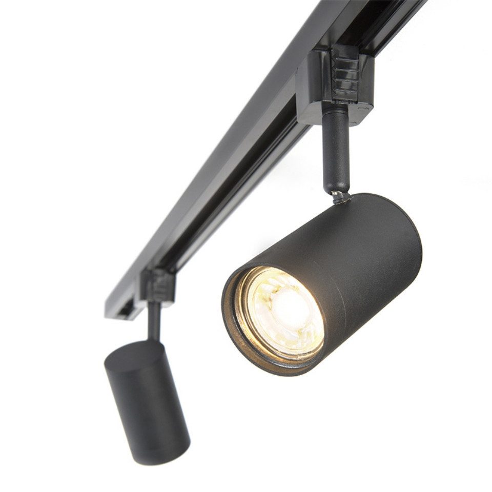 Qazqa Schienensystem-Sets Iconic jeana, Dimmbar, LED wechselbar, Warmweiß, QAZQA Schienen­leuchte, gu10, Schwarz, Stahl, Modern