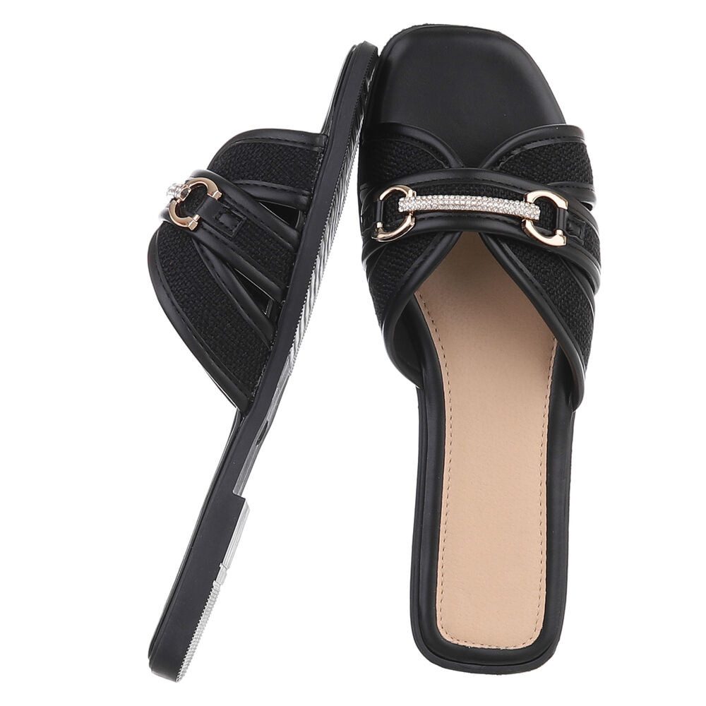 Ital-Design Elegante Slipper für Damen – Komfortabel & Stilvoll Pantolette (89542736) Blockabsatz Pantoletten in Schwarz