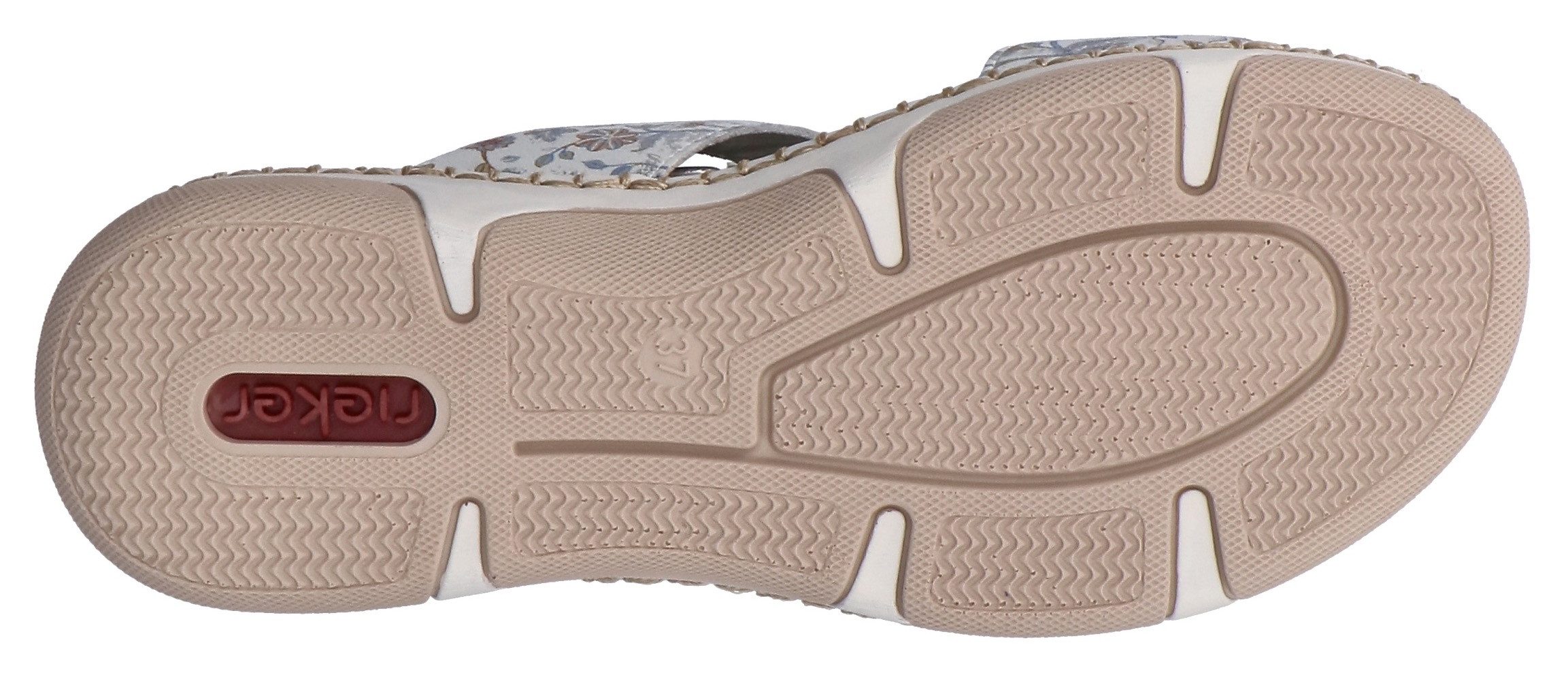 Rieker Pantolette Sommerschuh, Urlaubsschuh, Strandschuh mit floralem Muster