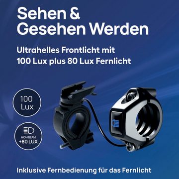 FISCHER Fahrrad Fahrrad-Frontlicht LED-Akku Frontlicht 100 Lux Fernlicht