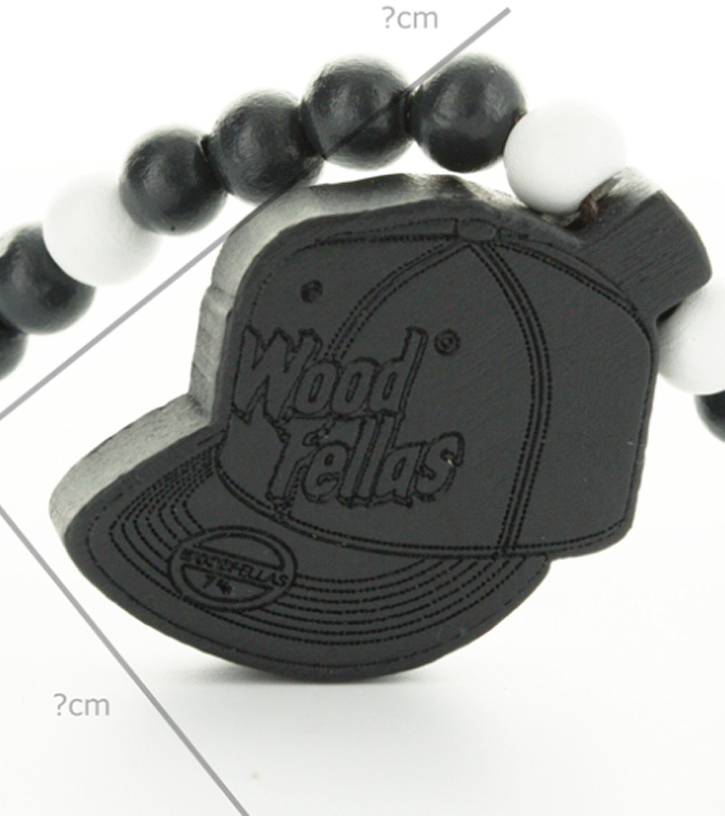 Cap Holz-Kette FELLAS mit WOOD Hals-Schmuck Mode-Schmuck FELLAS Hip-Hop WOOD schöne Halsband Anhänger Schwarz/Weiß