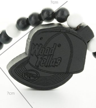 WOOD FELLAS Halsband WOOD FELLAS Mode-Schmuck schöne Holz-Kette mit Anhänger Hals-Schmuck Hip-Hop Cap Schwarz/Weiß