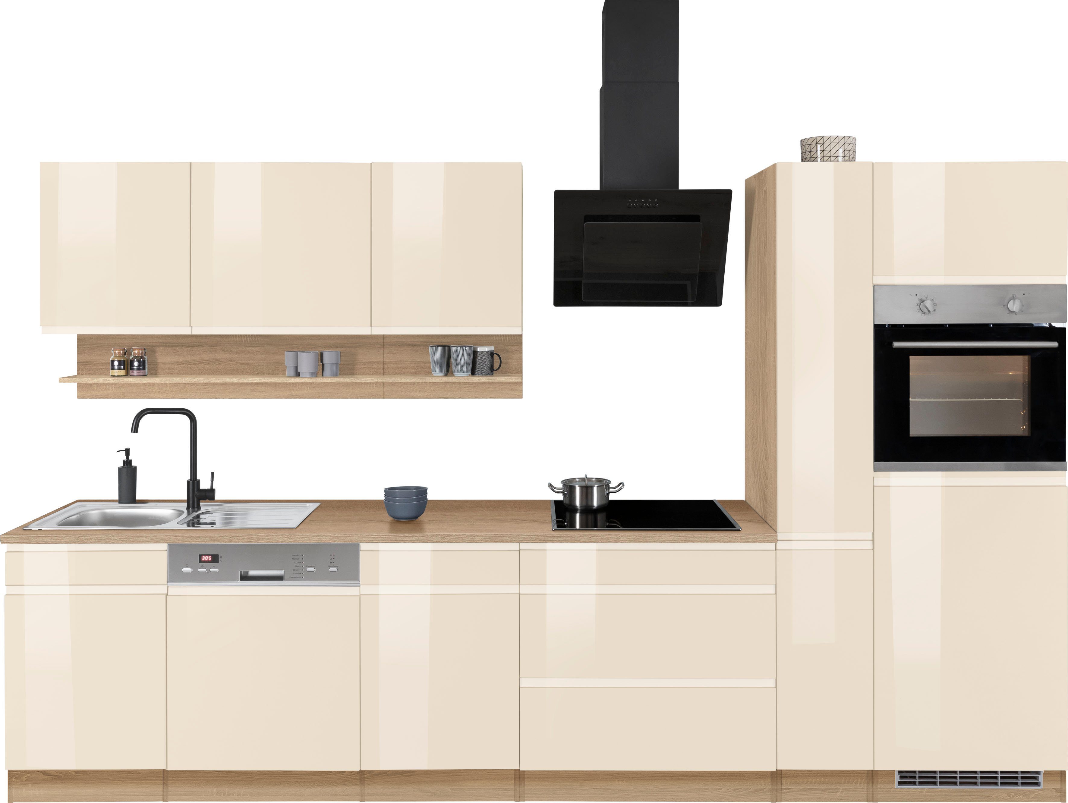 HELD MÖBEL Küche Virginia, Breite 330 cm, wahlweise mit Induktion beige