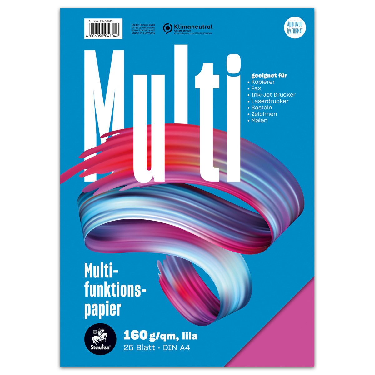 Staufen Drucker- und Kopierpapier Staufen Multifunktionspapier 25 Blatt 160g/m² rosa DIN A4