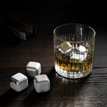 Navaris Eiswürfelform, Whisky Steine Set aus Edelstahl mit Zange und Beutel, 8x