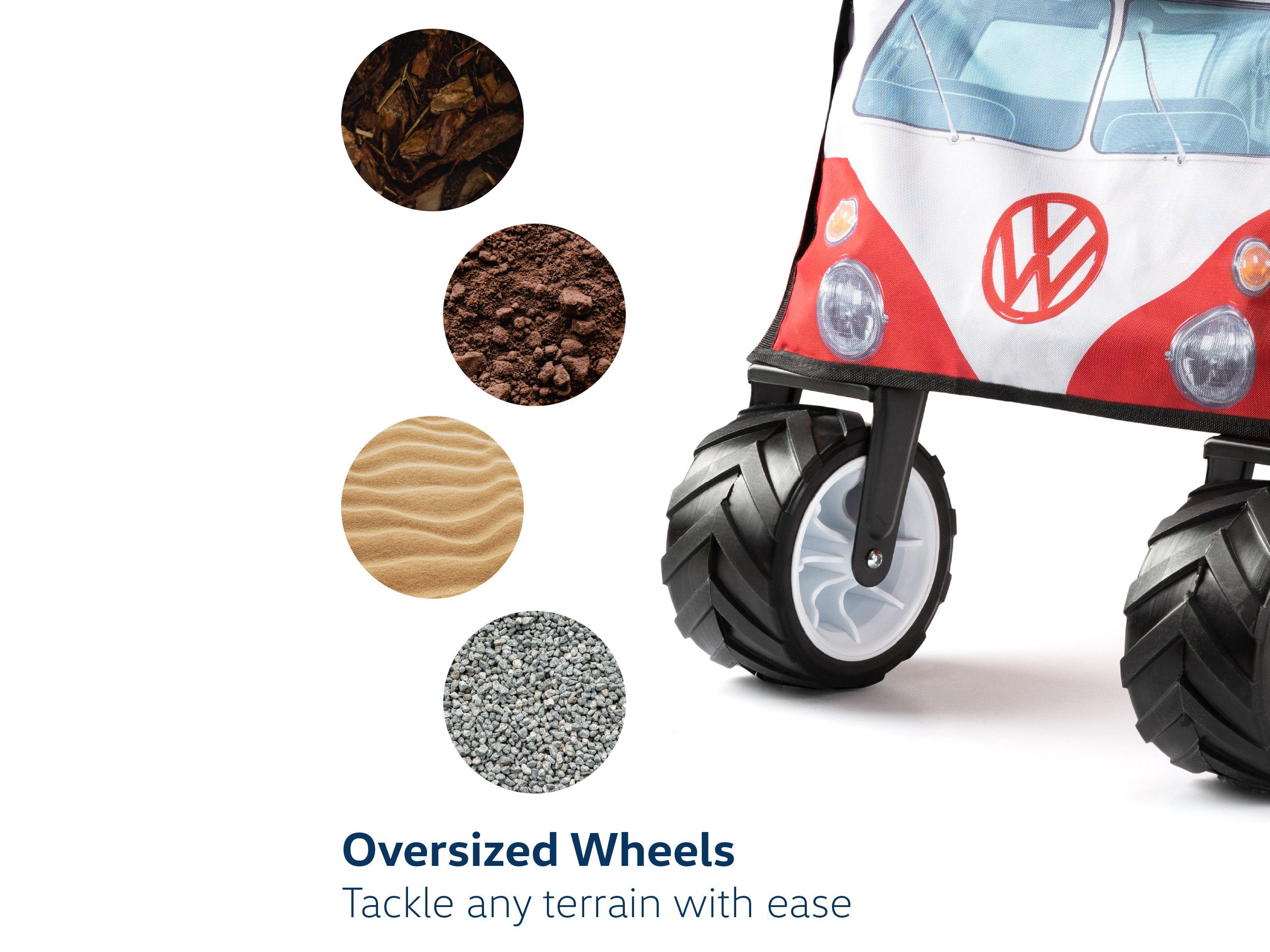 VW Collection by BRISA Bollerwagen Volkswagen Bulli Bus T1 XXL Faltbarer Handwagen, Transportwagen "All-Terrain" Samba Transporter