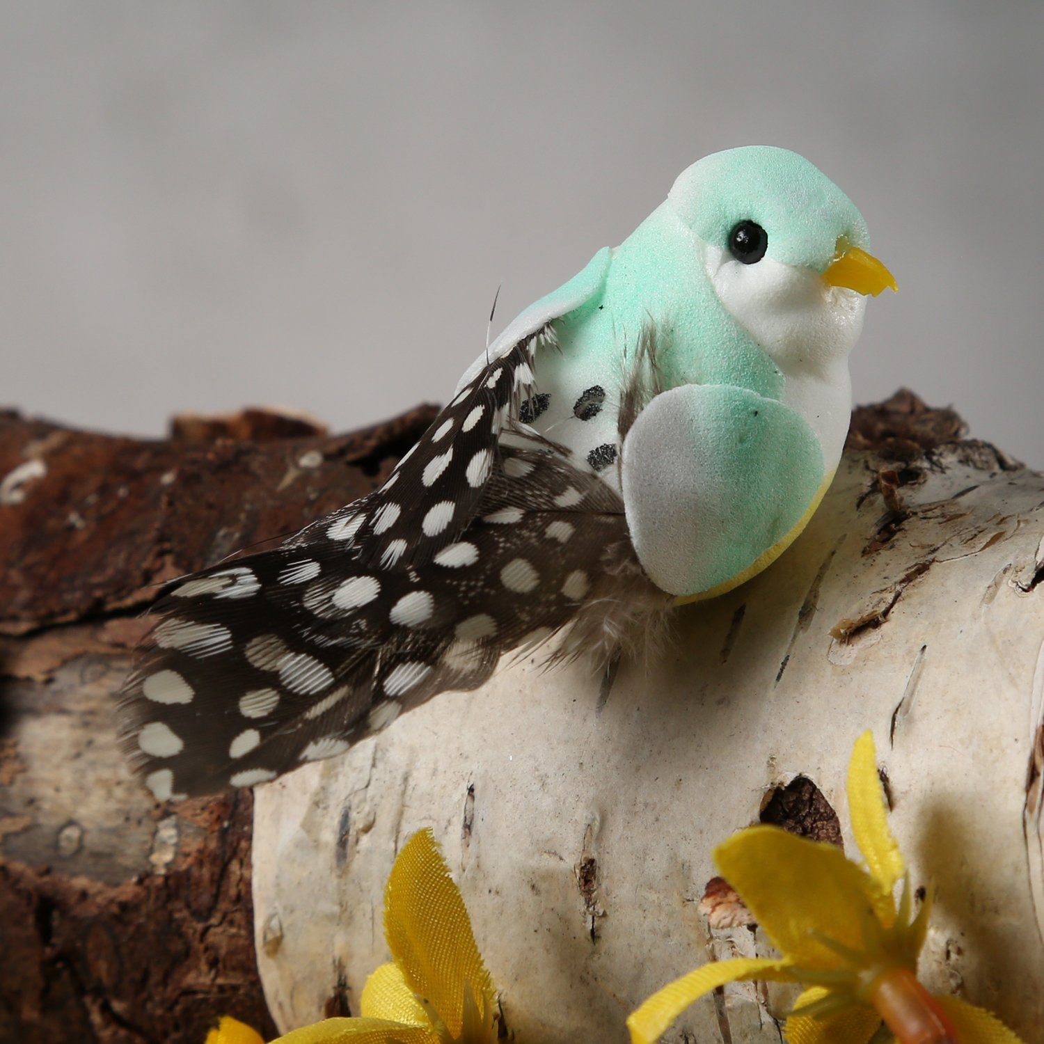 mit Osterdeko Mini St) blau Federn Klammer Vögel Deko Frühling MARELIDA (2 2St. 2,5cm Tierfigur