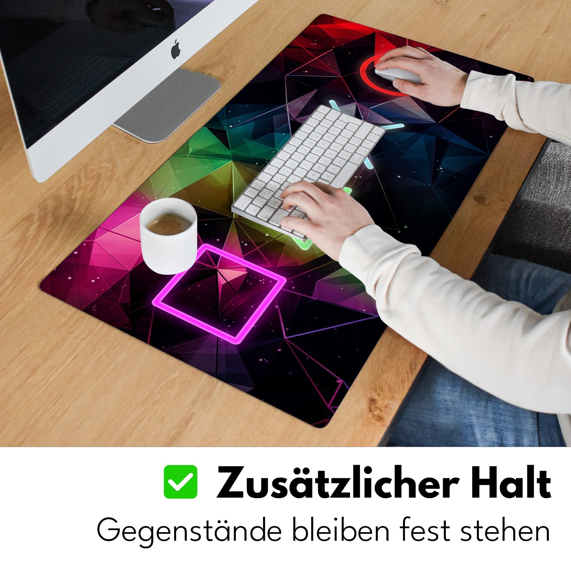 MuchoWow Gaming Mauspad Neon - Gaming (1-St), Gaming Mauspad XXL, Schreibtischunterlage, Desk Mat Groß, 80x40 cm – Bild 5 von 5