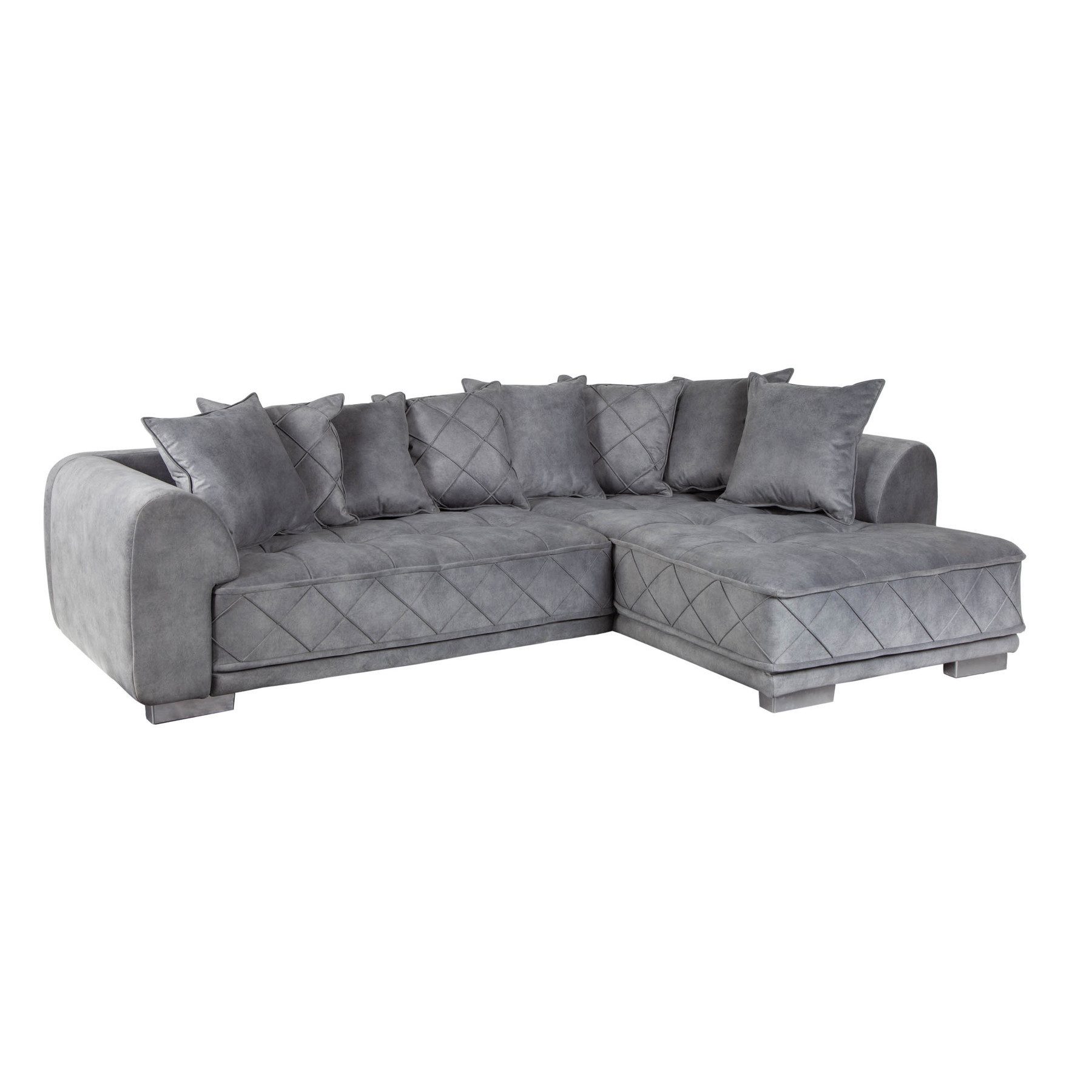 riess-ambiente Ecksofa DECADENCIA 320cm silbergrau – Samt, XXL, 8 Kissen, v günstig online kaufen