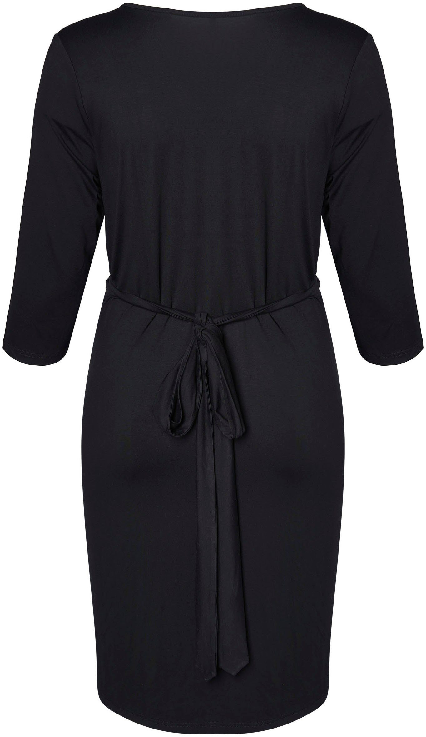 ADIA Jerseykleid der stylischem an Wickelteil Taille mit black