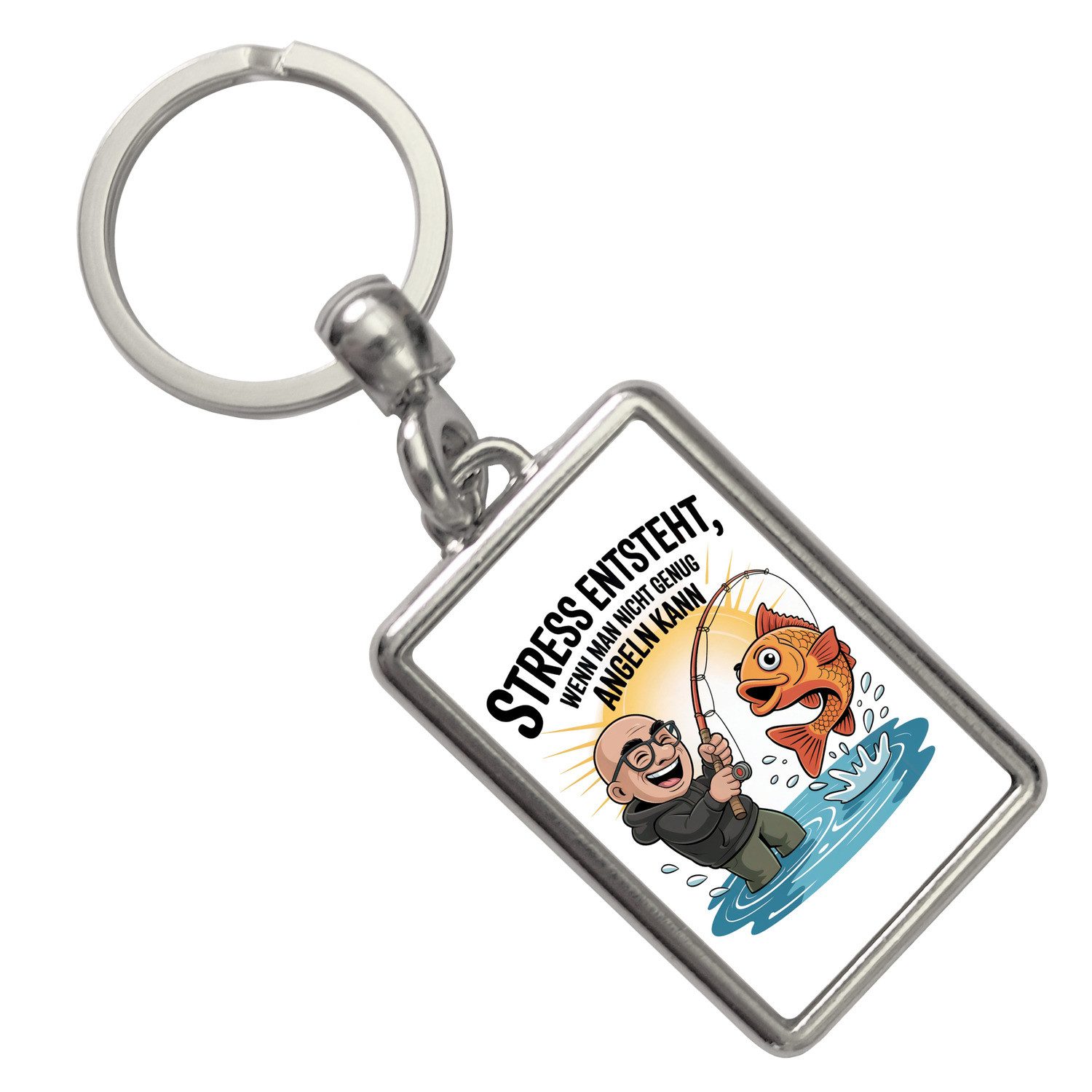 speecheese Schlüsselanhänger Fröhlicher Angler Spruch Schlüsselanhänger für Angelfans
