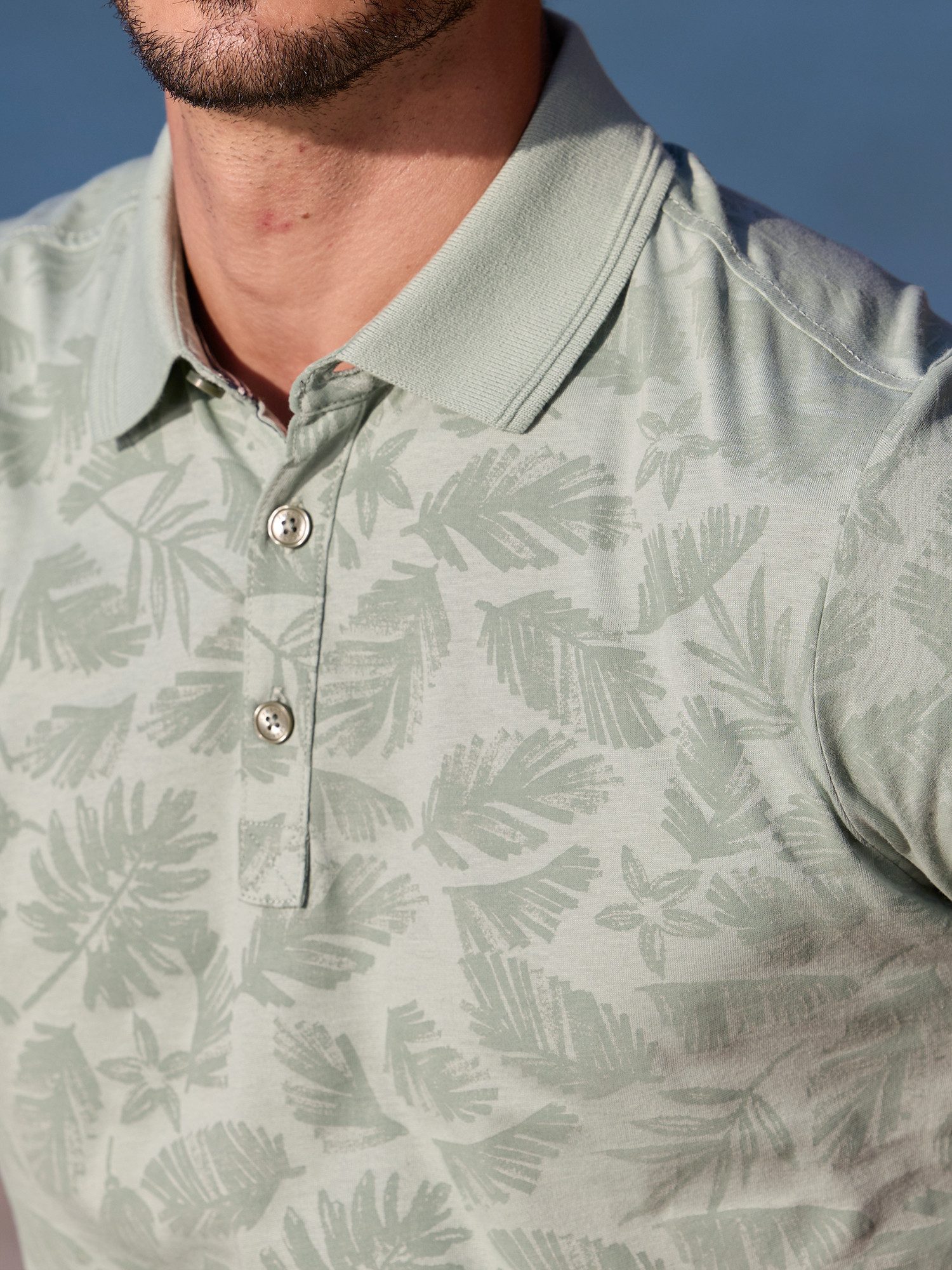 LERROS Poloshirt Poloshirt mit stylishem Blumen-Print und bequemen Bündchen