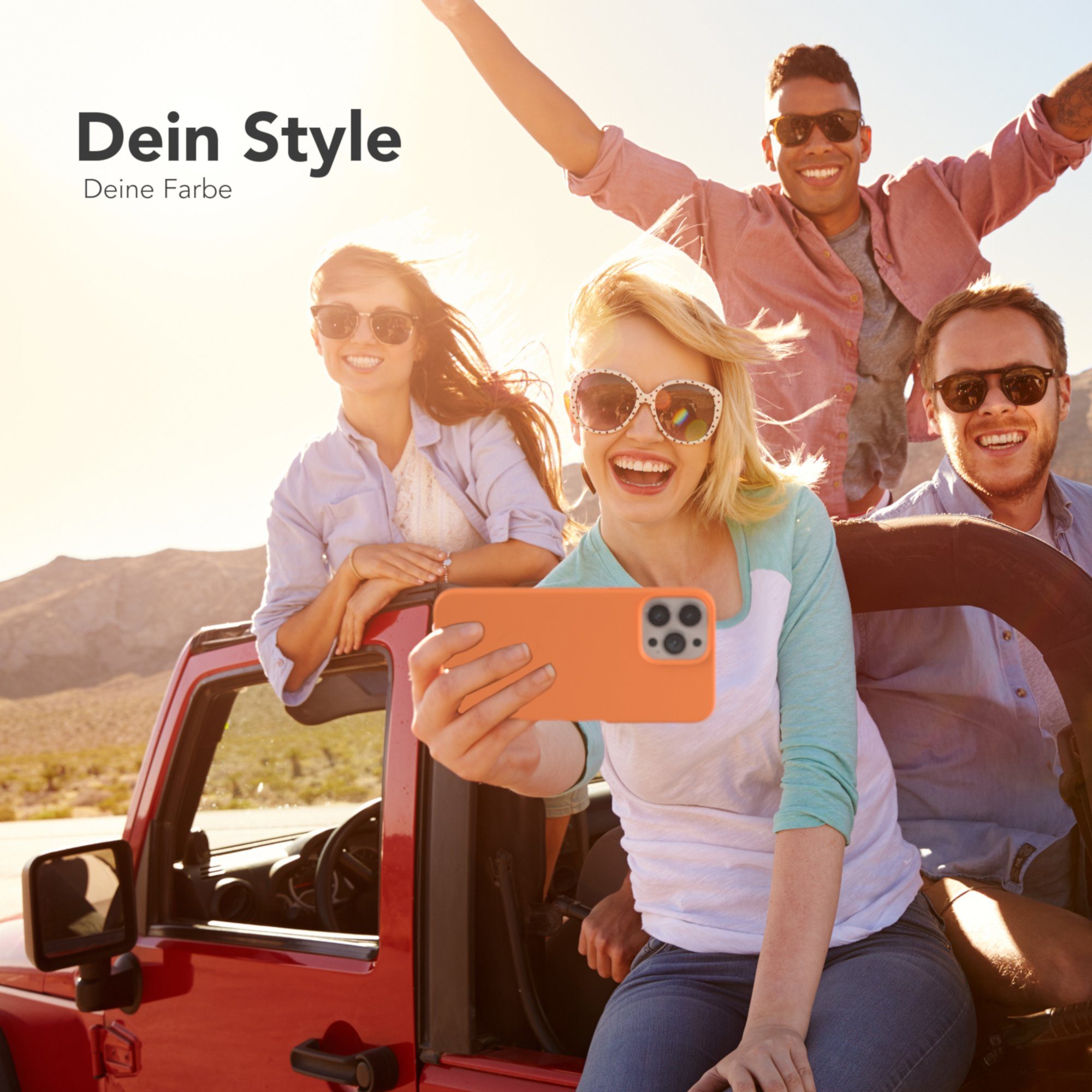 EAZY CASE Handyhülle Premium Silikon Case für Apple iPhone 13 Pro Max 6,7 Zoll, Case stoßfest Smart Slimcover mit Displayschutz Back Cover Etui Orange
