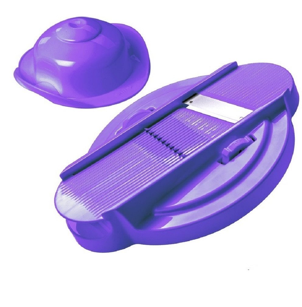 Genius Küchenreibe Genius Reibe 21258 Cutter 2 tlg. Lila Hobel Küchenreibe Gemüsehobel, Edelstahl, Kunststoff