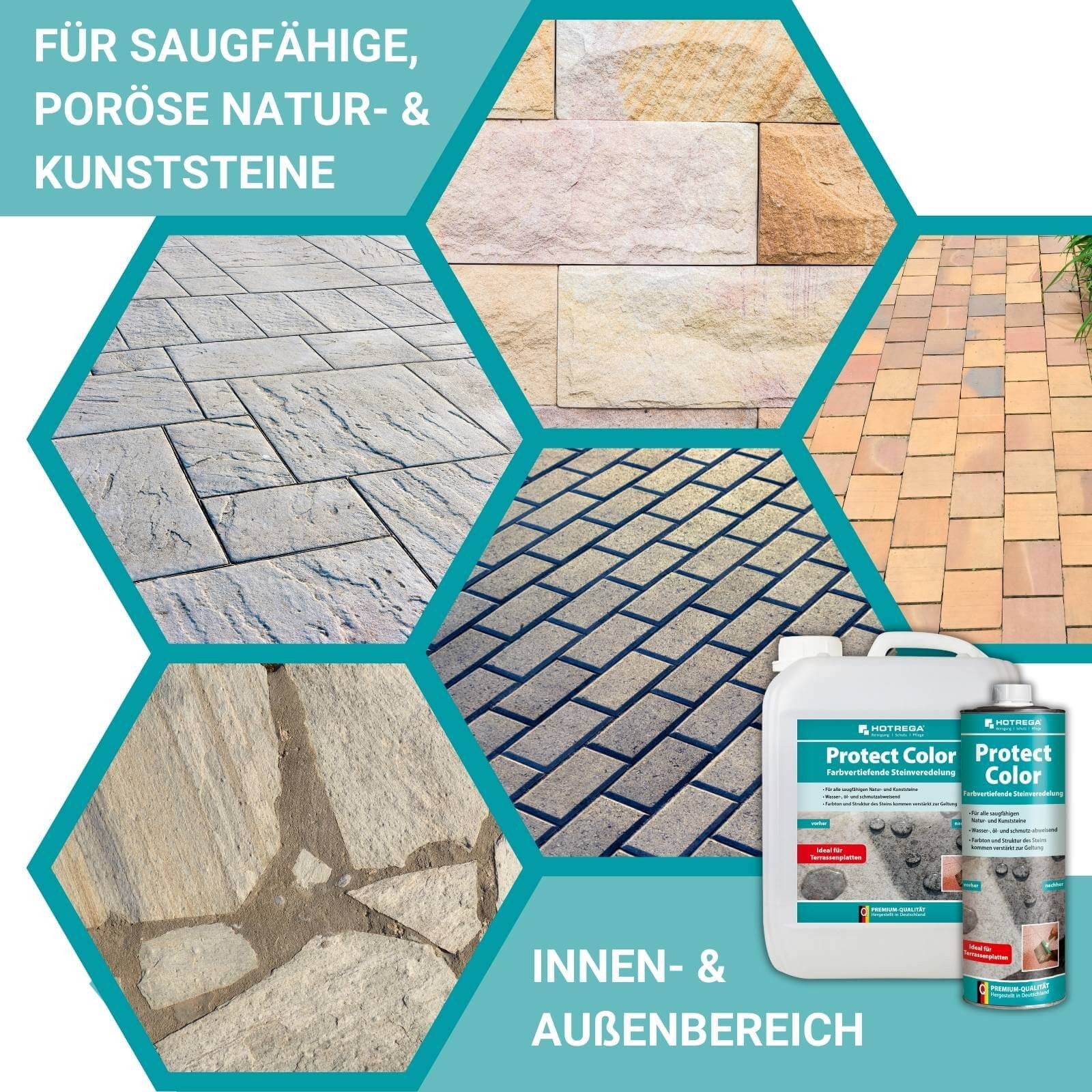 HOTREGA® Steinimprägnierung Protect Color farbvertiefende Steinveredelung 5L Naturstein-Imprägnierung