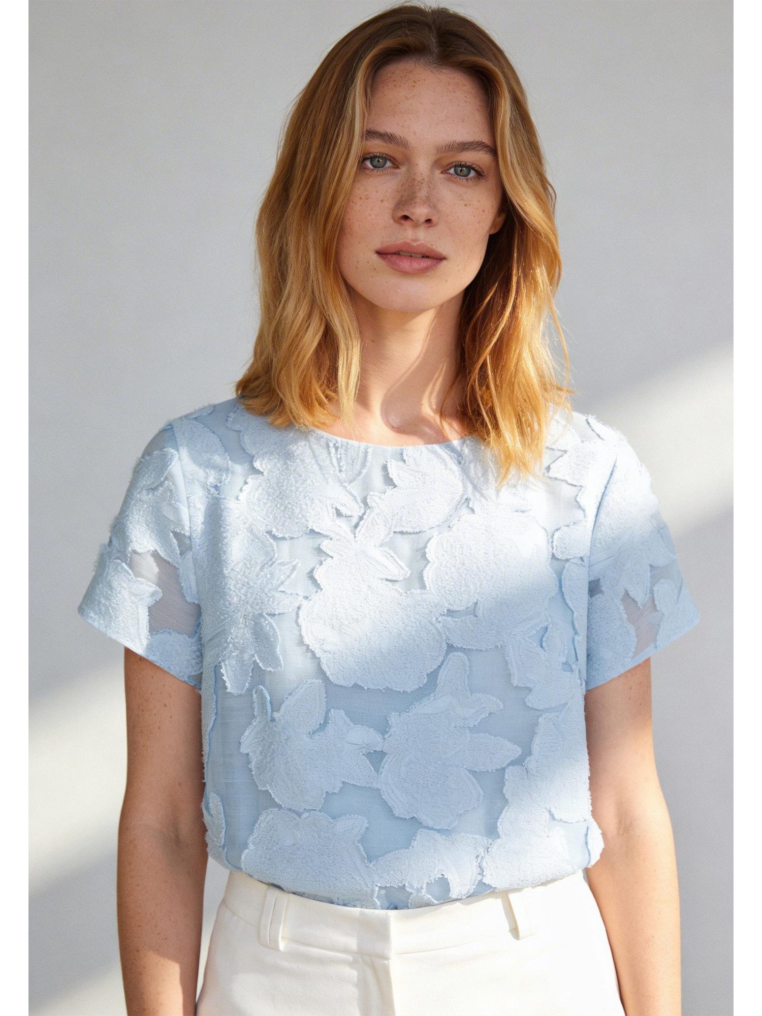 MORE&MORE Kurzarmbluse elegante Kurzambluse, Blumendessin günstig online kaufen