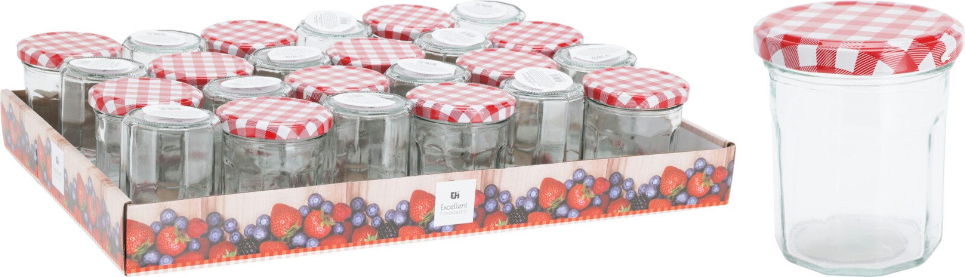 Koopman Einmachglas Sturzgläser Банки для варенья 190 ml Vorratsglas Schraubdeckel Rot, Glas, (24-tlg), 24 tlg, Schraubdeckel, Glas, Vorratsglas, Marmeladenglas Sturzglas