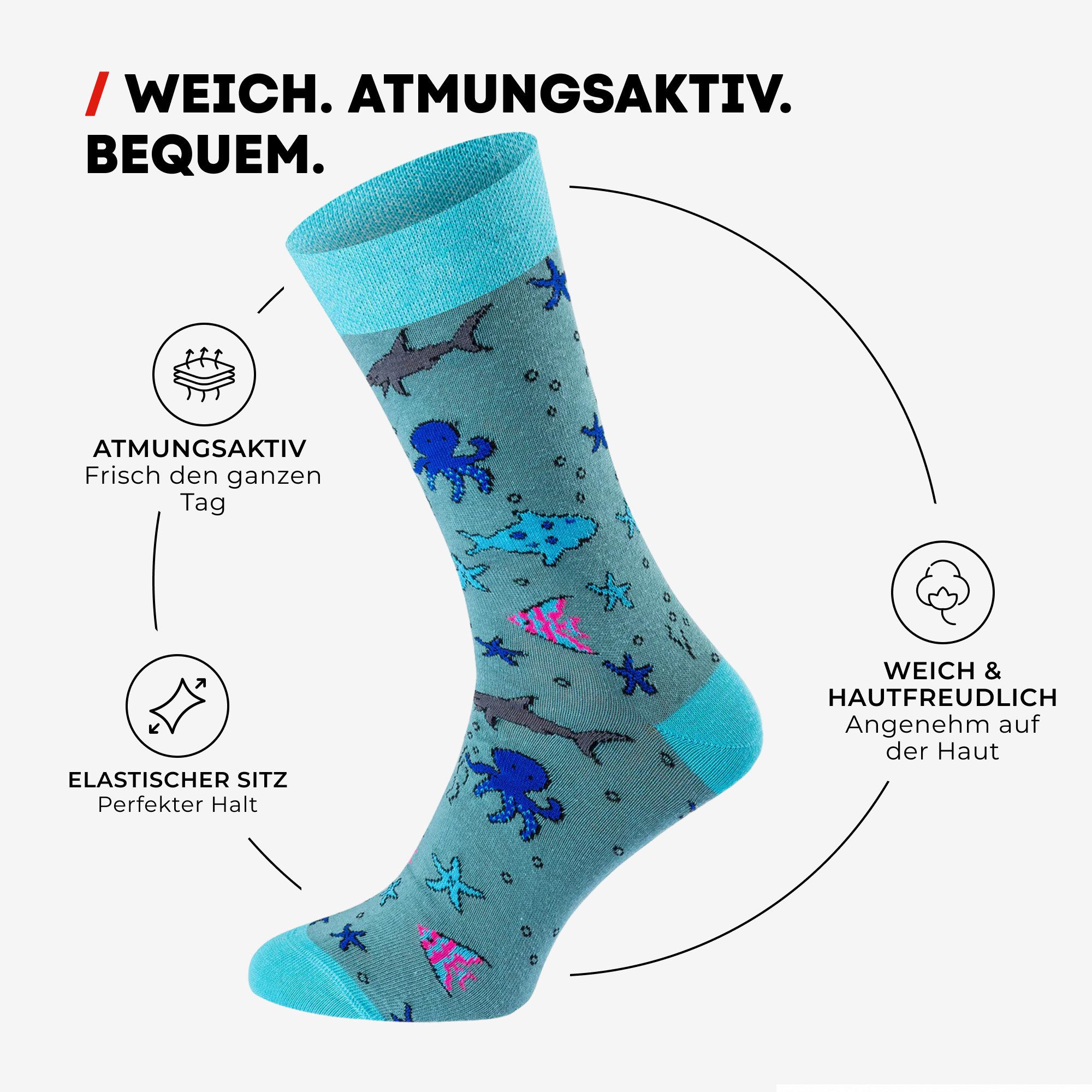 Chili Lifestyle Freizeitsocken TAUCHEN Lustige Socken mit Spruch Banderole als Geschenksocken (Paar, 1-Paar, Mit Spruchbanderole) Weichbund ohne Gummidruck