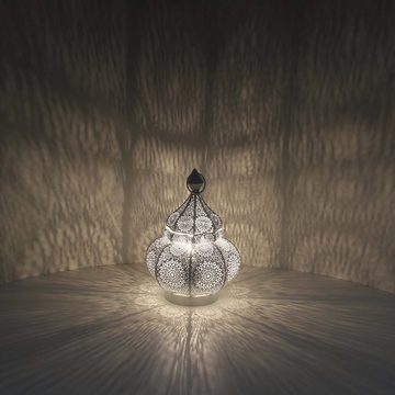 Casa Moro Nachttischlampe Orientalische Tischlampe Fahid in weiß Gold Ramadan Lampe, ohne Leuchtmittel, Eid Mubarak Wohn Tisch Deko
