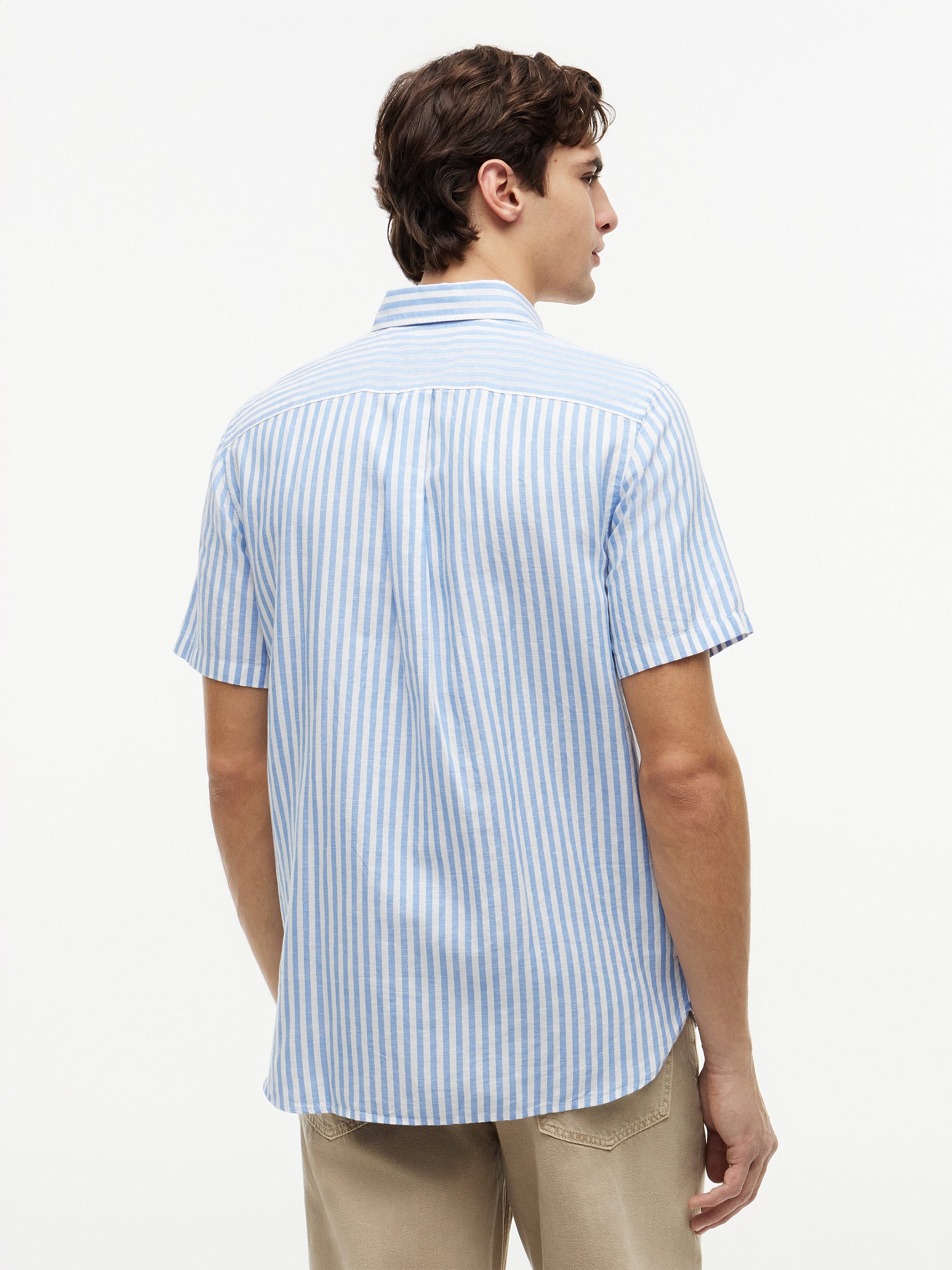 Tommy Hilfiger Kurzarmhemd LINEN BLEND BENGAL STP SS RF SHT Regular Fit aus Leinenmix mit Bengalstreifen