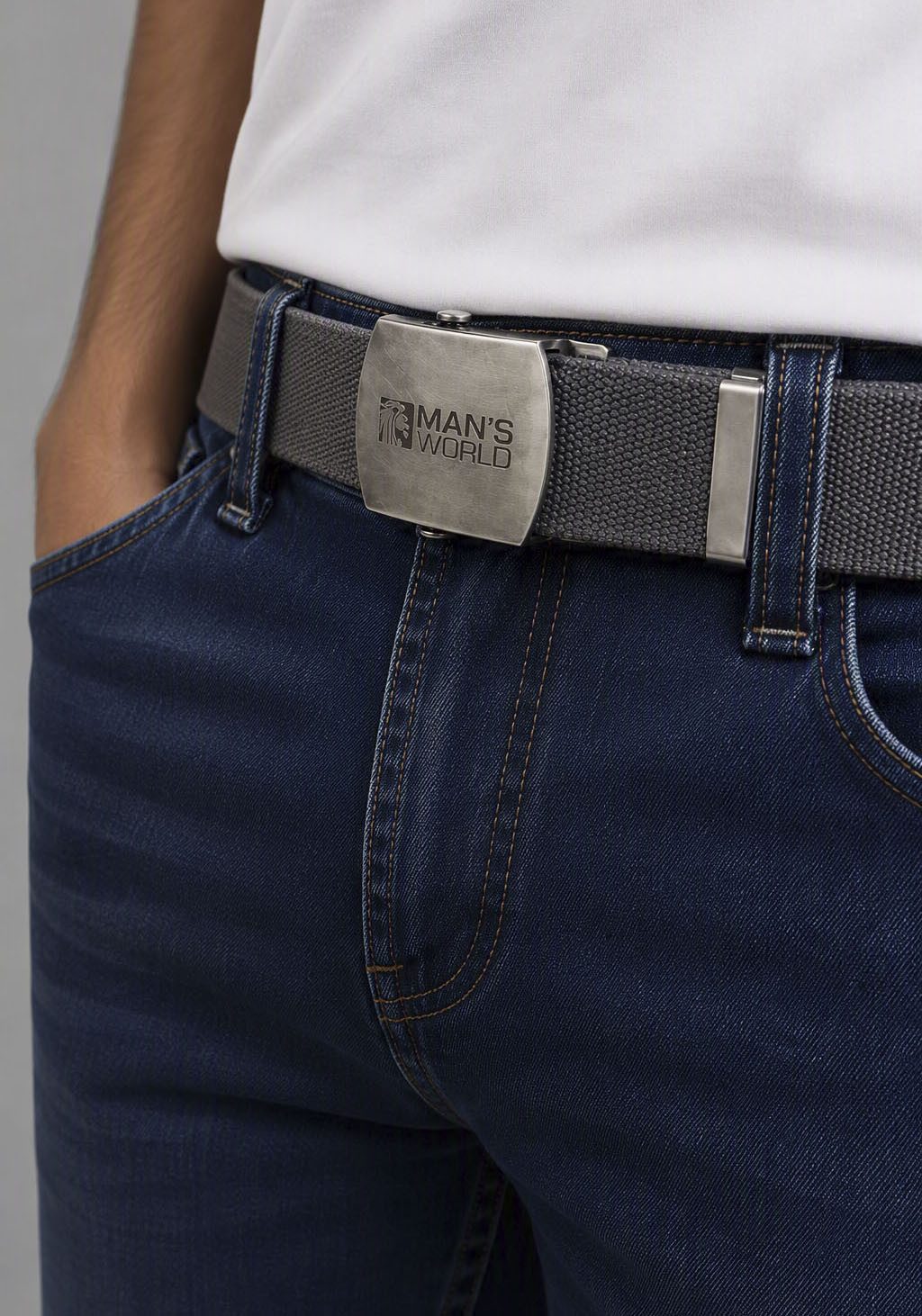 Man's World Stoffgürtel aus Textilband im zeitlosen Design - NEUE FARBE im used Look – Bild 2 von 5