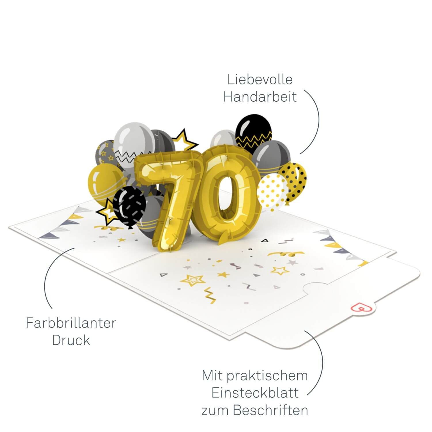 papercrush Geburtstagskarte 70. Geburtstag Pop-Up Karte
