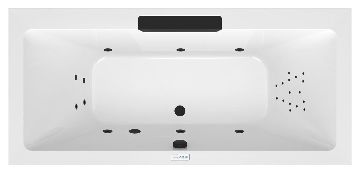 Polysan s.r.o. Badewanne Whirlpool-Badewanne, 185x85x45cm, Kaskade Schwarz, Highline Hydro, Polysan-73836-102-5030