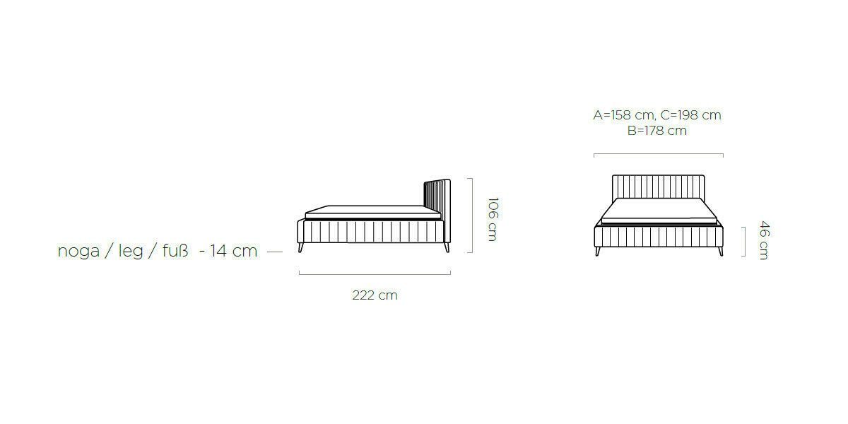 Bett Bett, JVmoebel Textil Polster Design Bettgestell Luxus Betten Schlafzimmer Hotel