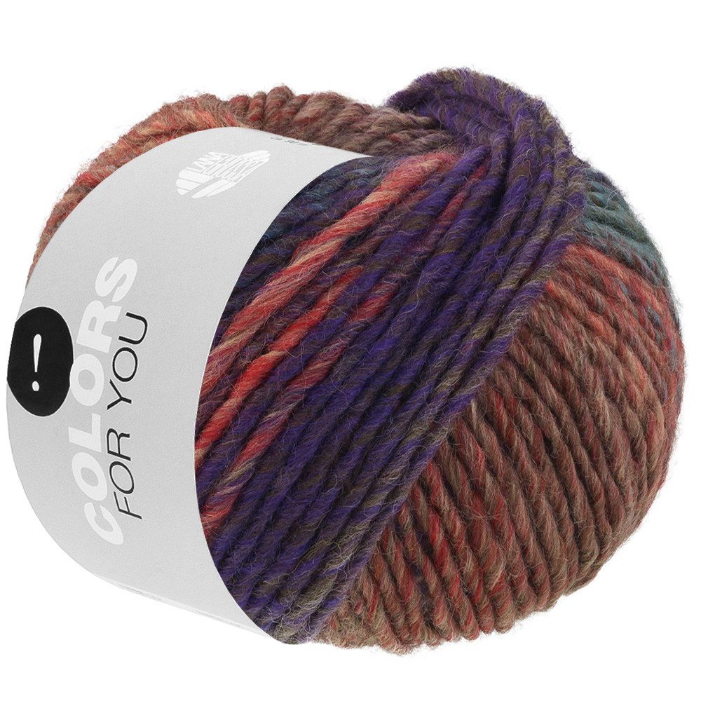 LANA GROSSA COLORS FOR YOU Häkelwolle, 90 m (voluminöses Dochtgarn mit Farbverlauf), 50 g